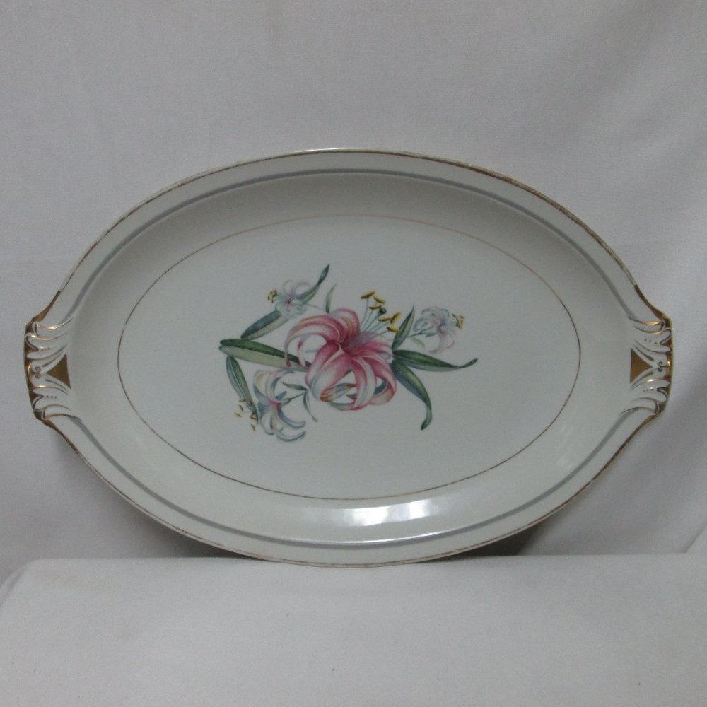Harmony House Occupied Japan Elizabeth serving platter  Vintage large 17" x 11"